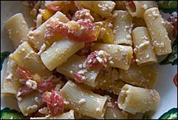 pasta with ricotta salata and fresh tomatoes
